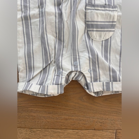 Firsts by Petit Lem 6 month Neutral Romper Coverall Summer One piece Blue Stripe - Picture 6 of 6
